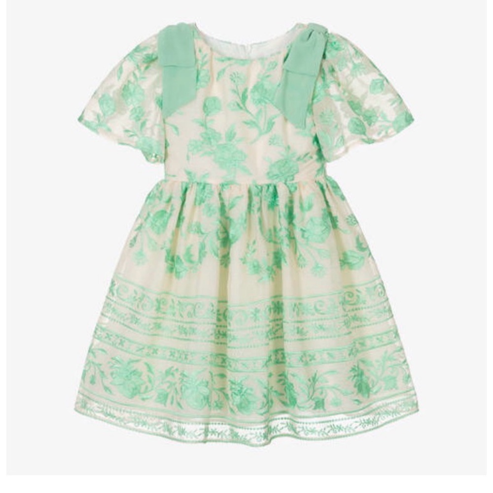 Elegant Mint Floral Kids Dress